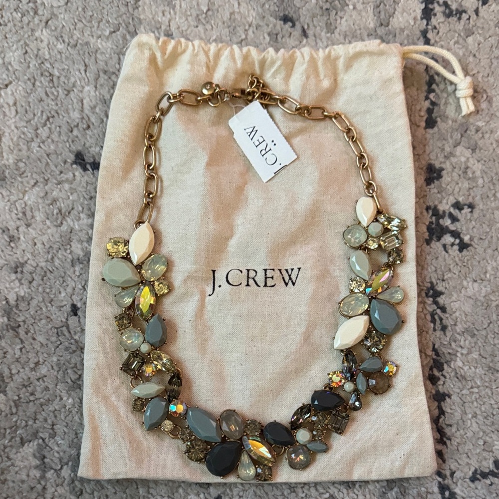 J. Crew Gold and Green/Gray Statement Necklace